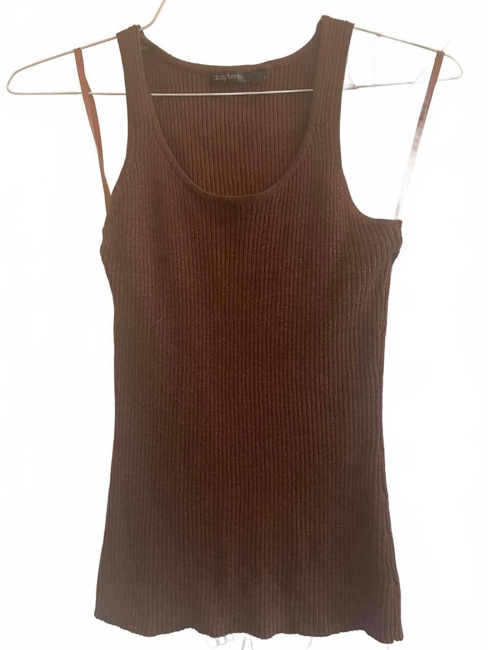 Daisy Fuentes Brown Ribbed Knit Tank Top